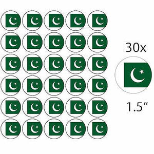 PAKISTAN FLAG 30 PREMIUM 1.5" RICE WAFER PAPER CAKE TOPPERS CRICKET DECORATION 1