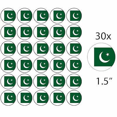 PAKISTAN FLAG 30 PREMIUM 1.5" RICE WAFER PAPER CAKE TOPPERS CRICKET DECORATION 1